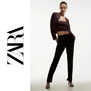 ZARA Sparkly Knit Crop Top & Front Button Jacket - Medium NWT